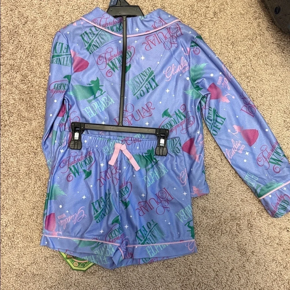 Wicked Blue and Pink Kids Soft and Cozy Long Sleeve and Short Pajama Set size XS